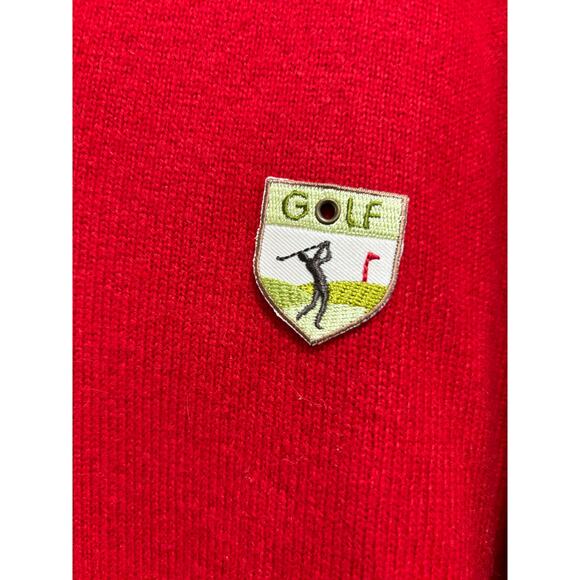 Pure 2 Ply Cashmere Mens V Neck Sweater Red  XL Golf Classic Holidays - Picture 2 of 4